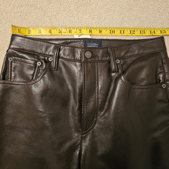 NWT Citizens of Humanity Jolene High-Rise Straight Cropped Leather Pants 27 - Picture 12 of 12